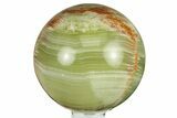 Polished Green Banded Calcite Sphere - Pakistan #266485-1